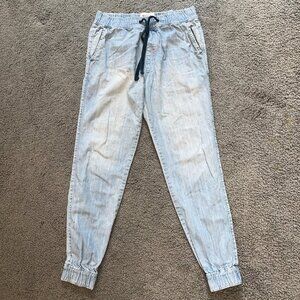 Y2K A&F ABERCROMBIE & FITCH 100% COTTON DENIM DRAWSTRING JOGGERS - EUC - MEDIUM